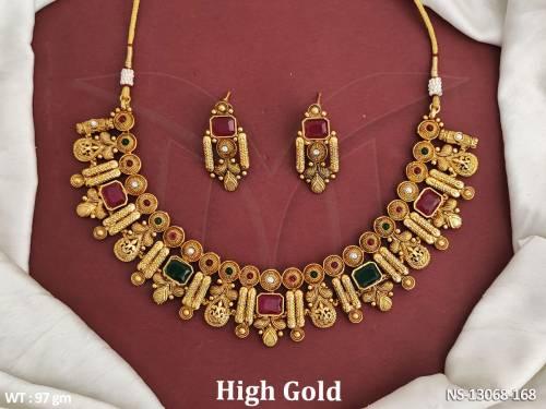 antique-jewellery-high-gold-polish-fancy-design-antique-short-necklace-set