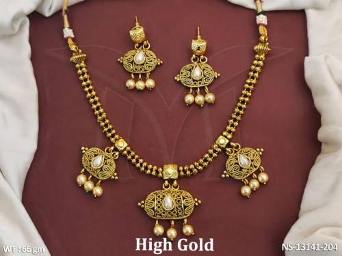 Fancy Design Party wear Clustered Pearl Beautiful Antique Necklace Set 