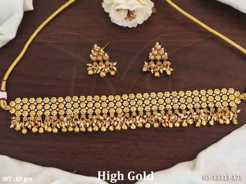 antique-jewellery-beautiful-design-high-gold-polish-clustered-pearl-necklace-set-