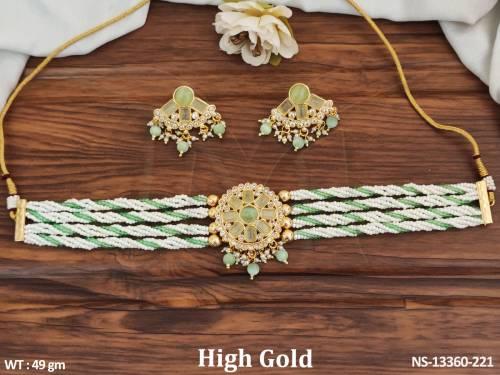 Fancy Designer Wear Accessories Women Antique Choker Necklace Set