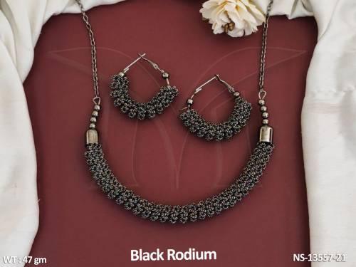 Antique Jewellery Black Rodium Polish Antique Style Antique Short Necklace Set