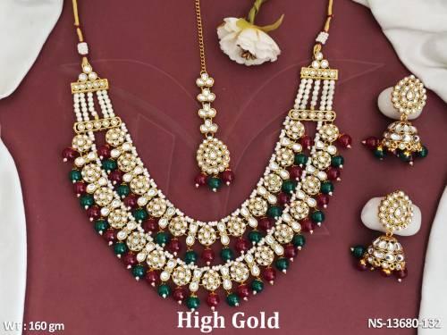 clustered-pearl-high-gold-polish-fancy-style-antique-necklace-set