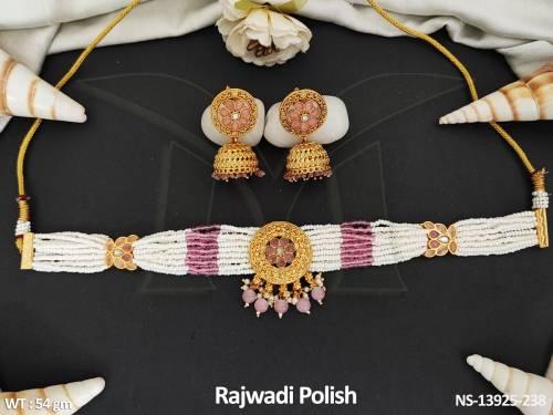 antique-jewellery-designer-clustered-pearl-rajwadi-polish-party-wear-necklace-set-