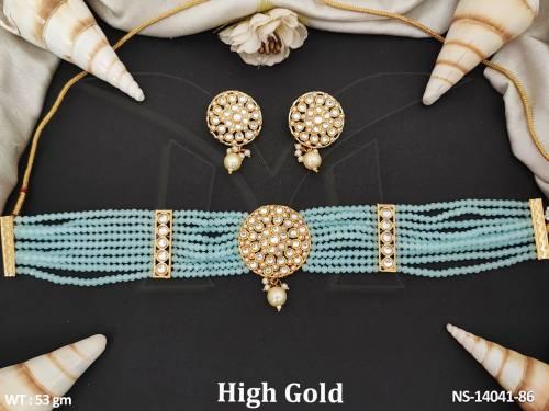 beautiful-fancy-style-party-wear-high-gold-polish-designer-antique-designer-antique-choker-necklace-set-