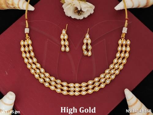 Antique Jewellery High Gold Polish Designer Antique Short Necklace Set