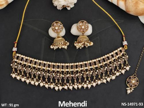 antique-mehendi-polish-designer-wear-fancy-style-antique-short-necklace-set-