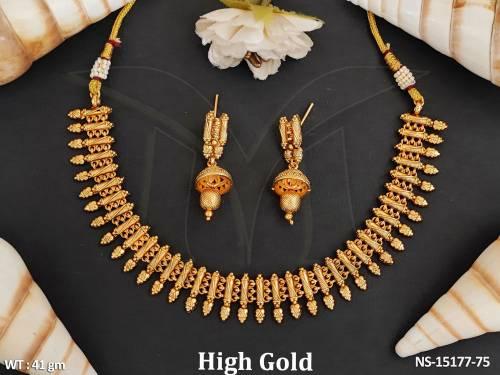 Beautiful Designer High Gold Polish Party Wear Antique Necklace Sets  