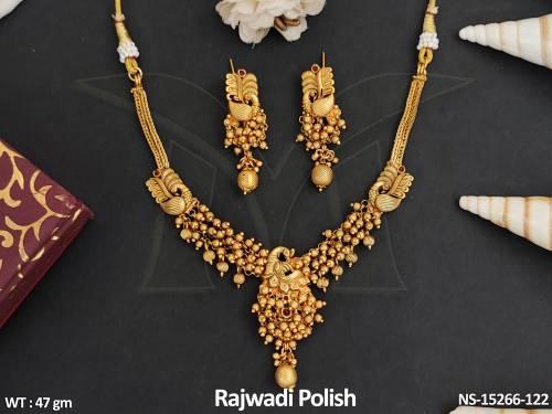 Antique  Beautiful Designer Rajwadi Polish Party Wear Necklace Set 