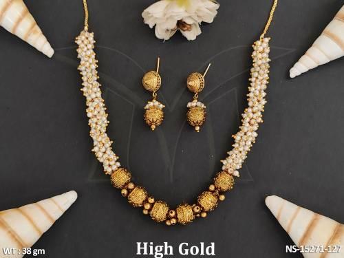 Antique   Designer High Gold Polish Necklace Set 