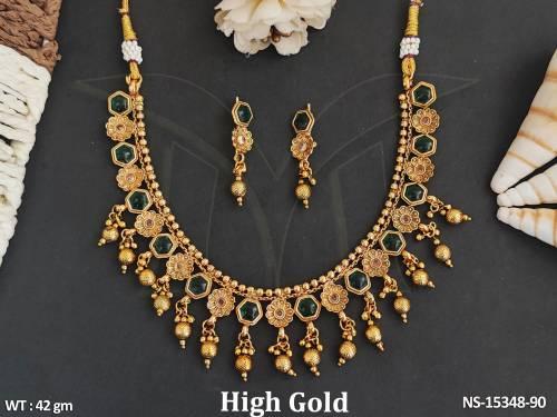 Designer Beautiful High Gold Polish Fancy Style Necklace   