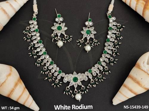 antique-jewellery-designer-white-rodium-polish-fancy-style-necklace-set-