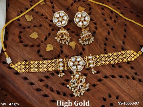 antique-clustered-pearl-high-gold-polish-full-stone-party-wear-necklace-set-