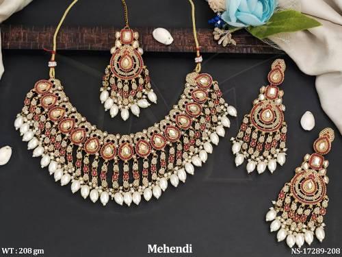 antique-jewellery-design-mehendi-polish-fancy-necklace-set-