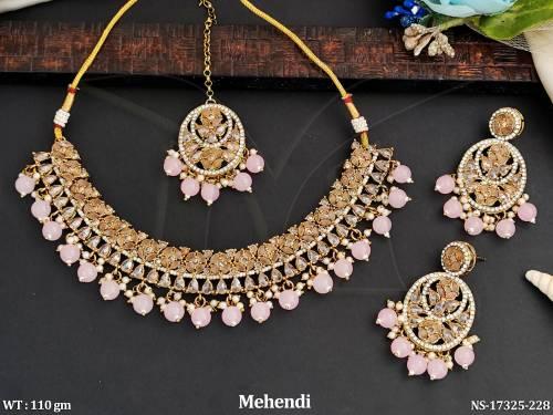 antique-designer-mehendi-polish-full-stone-short-necklace-set-