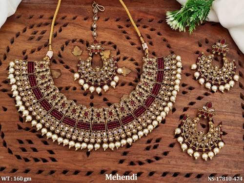 antique-jewellery-mehendi-polish-short-necklace-set-