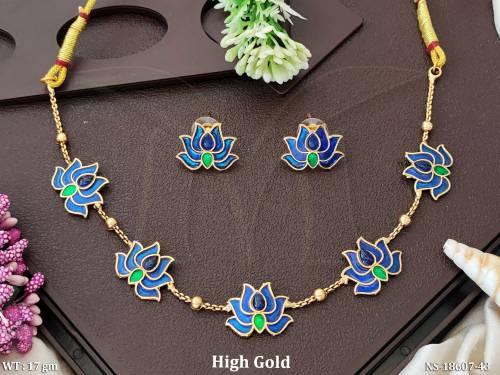 Antique High Gold Polish Design  Necklace Set  