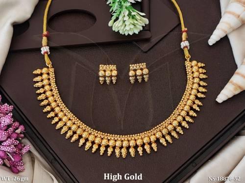 Antique Design High Gold Polish  Short Necklace Set  