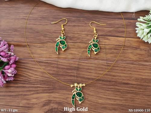 Antique High Gold Polish Full Stone Designer  Party Wear Necklace Set
