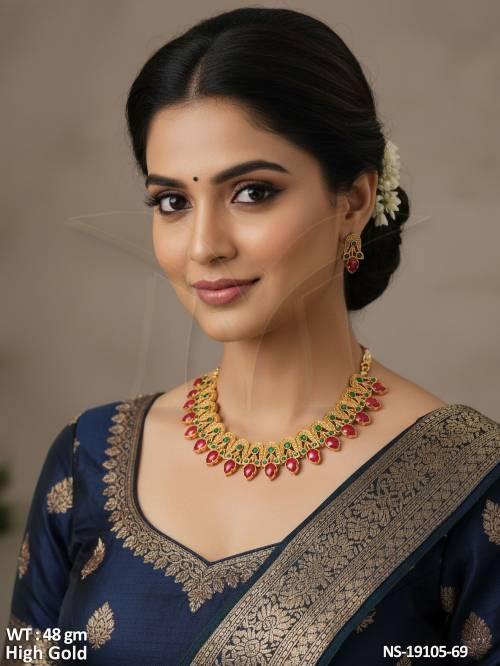 Antique High Gold Designer Green Necklace Set 