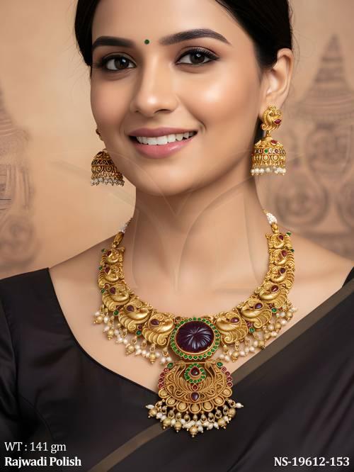 rajwadi-peacock-antique-necklace-set-with-jhumka