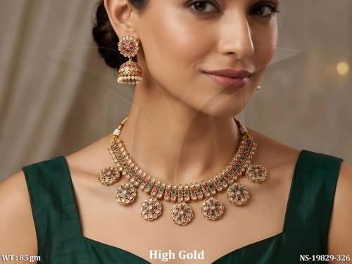 Ethnic Fancy Necklace Set with Matching Jhumka Earrings