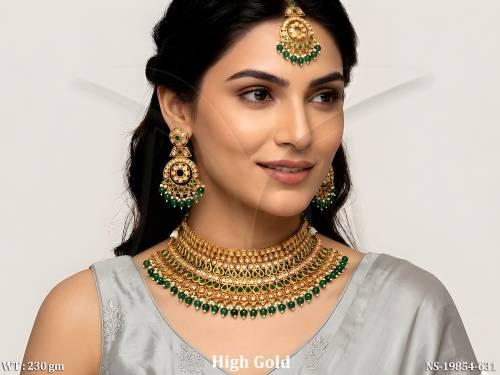Designer Temple Style Necklace Set with Jhumka
