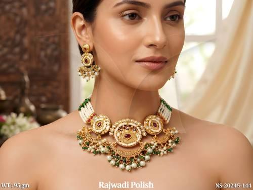 Luxury Rajwadi Polish Pearl Necklace for Women