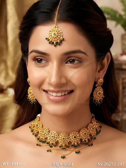 Elegant Antique Floral Party Wear Necklace Set with Tikka
