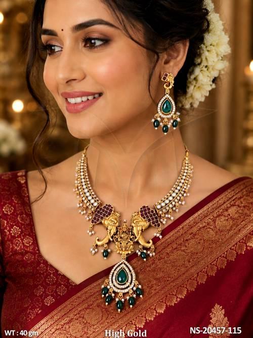 Fancy Antique High Gold Temple Jewellery Set
