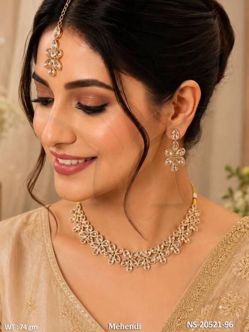 Traditional Mehandi Leaf Pattern Necklace Set