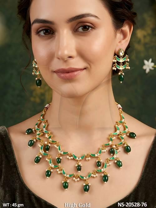 Royal Crescent Motif Kundan Necklace Set