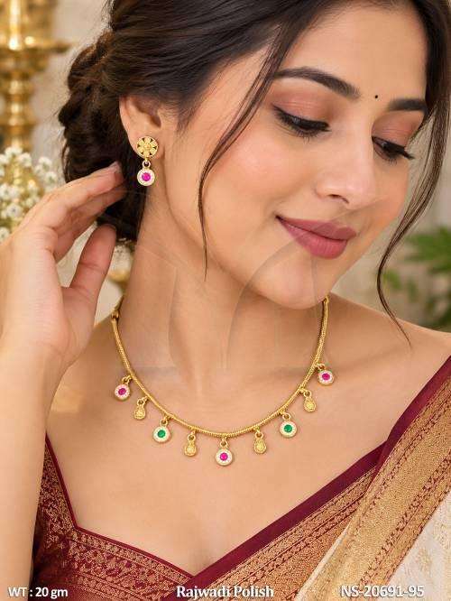 Designer Antique Stone Necklace With Earrings