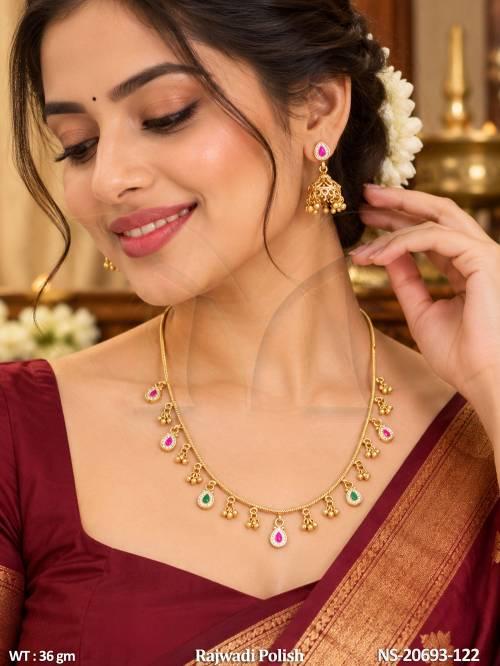 Beautiful Rajwadi Necklace Set With Earrings