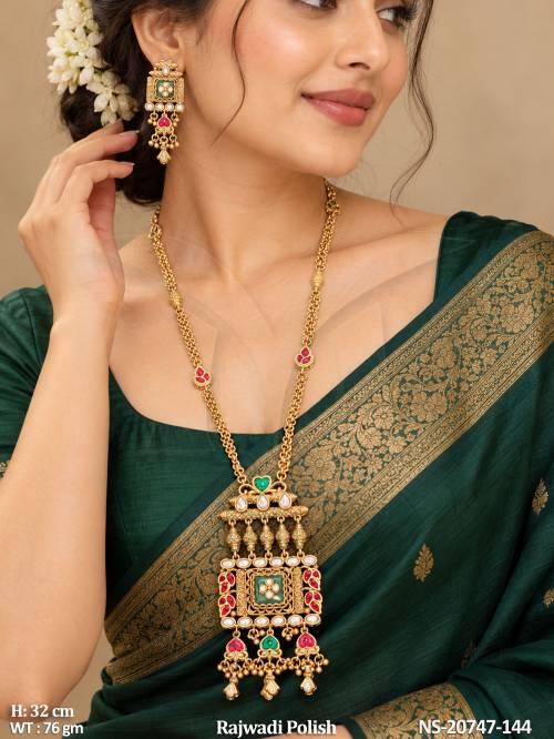 Designer Antique Necklace Set With Earrings