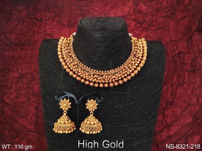 Ball Chain Design Antique Designer High Gold Polish Fancy Style Beautiful Fancy Style Choker Necklace Set