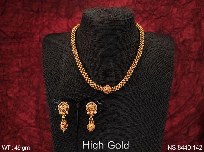 Beautiful Ball Chain High Gold Polish Designer Fancy Style Party wear Necklace Set