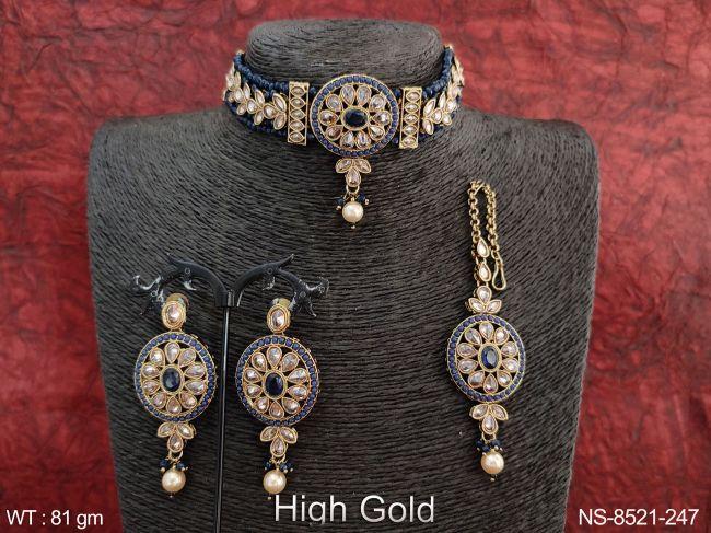 Beautiful Full Antique Stones Party wear Choker Necklace Set