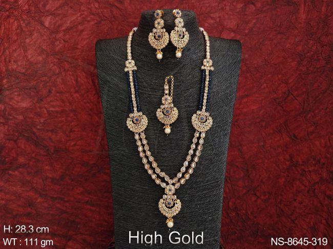 Antique Full Stones arty wear Designer Long Necklace Set
