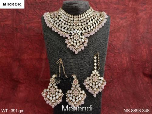 Beautiful Design Party wear Fancy Style Heavy Choker Mirror Necklace Set