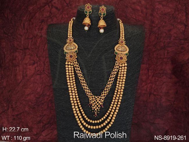 Beautiful Ethnic Beaded Rajwadi Polish Fancy Style Party wear Long Necklace Set