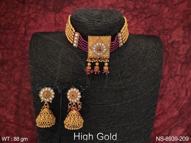 Beautiful Designer Fancy Style High Gold Polish Party wear Necklace Set