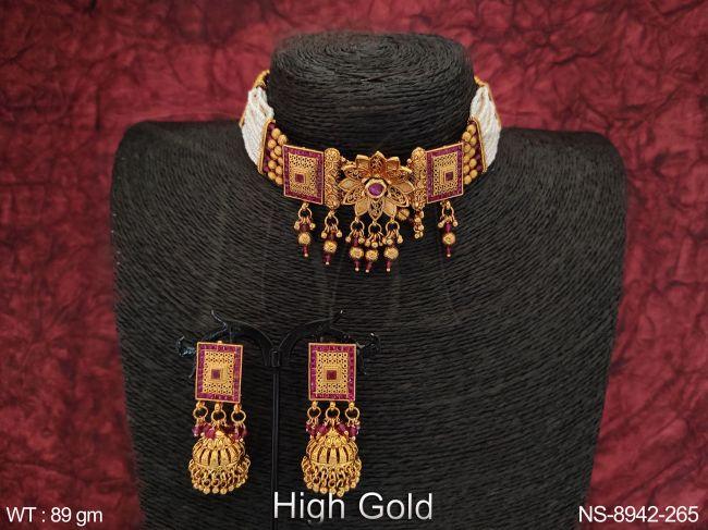 Beautiful Clustered Pearl Fancy Style Designer Party wear Necklace Set