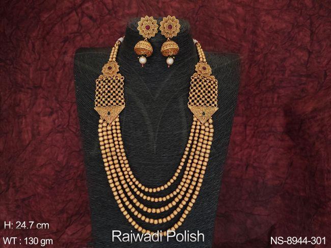 Beautiful Ethnic Beaded Fancy Style 5 Layers Antique Long Necklace Set