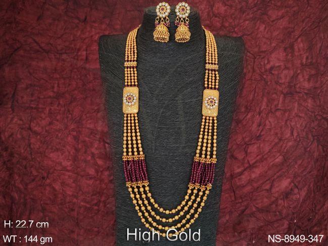 Beautiful Antique Ethnic Beaded 4 Layers Designer Party wear Long Necklace Set