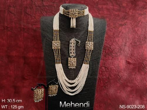 Designer Fancy Style Party wear Mehendi Polish Long Necklace Set