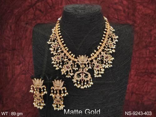 Antique Full Stones Matte Gold Polish Beautiful Party wear Necklace Set Party wear 