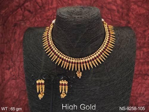 Beautiful Fancy Design High Gold Polish Party wear Necklace Set