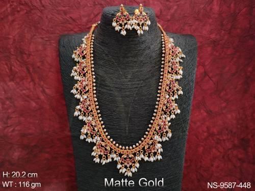 Designer Antique Full Stones Party wear Beautiful Long Necklace Set