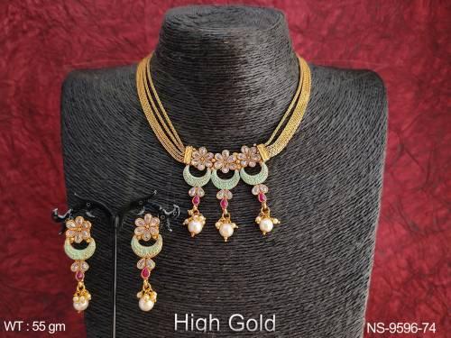 Antique Design High Gold Polish Designer Party wear Necklace Set