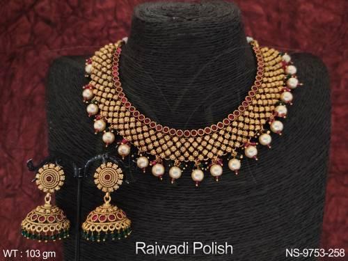 Beautiful Fancy Design Party wear Rajwadi Polish Designer Choker Necklace Set
